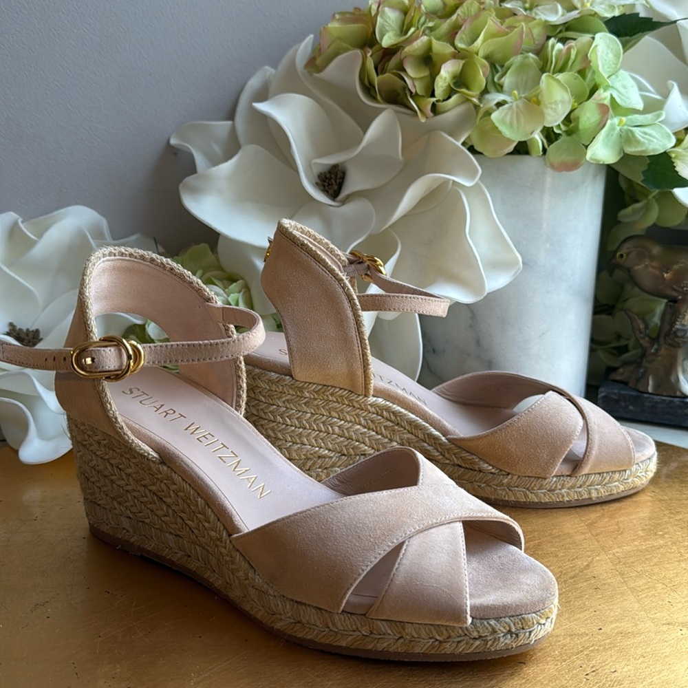 Stuart Weitzman Mirela II Espadrille Wedge in Pink/Adobe  Suede